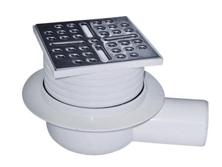 Podlahová vpusť PR7020C bočná 105x105 mm, odpad DN50, nerezová mriežka sifón vodný